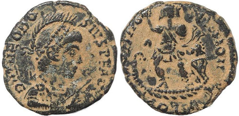 Roman coin of Theodosius I Ae2 - GLORIA ROMANORVM